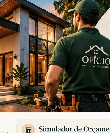 Profissional de manutenção residencial diante de uma casa